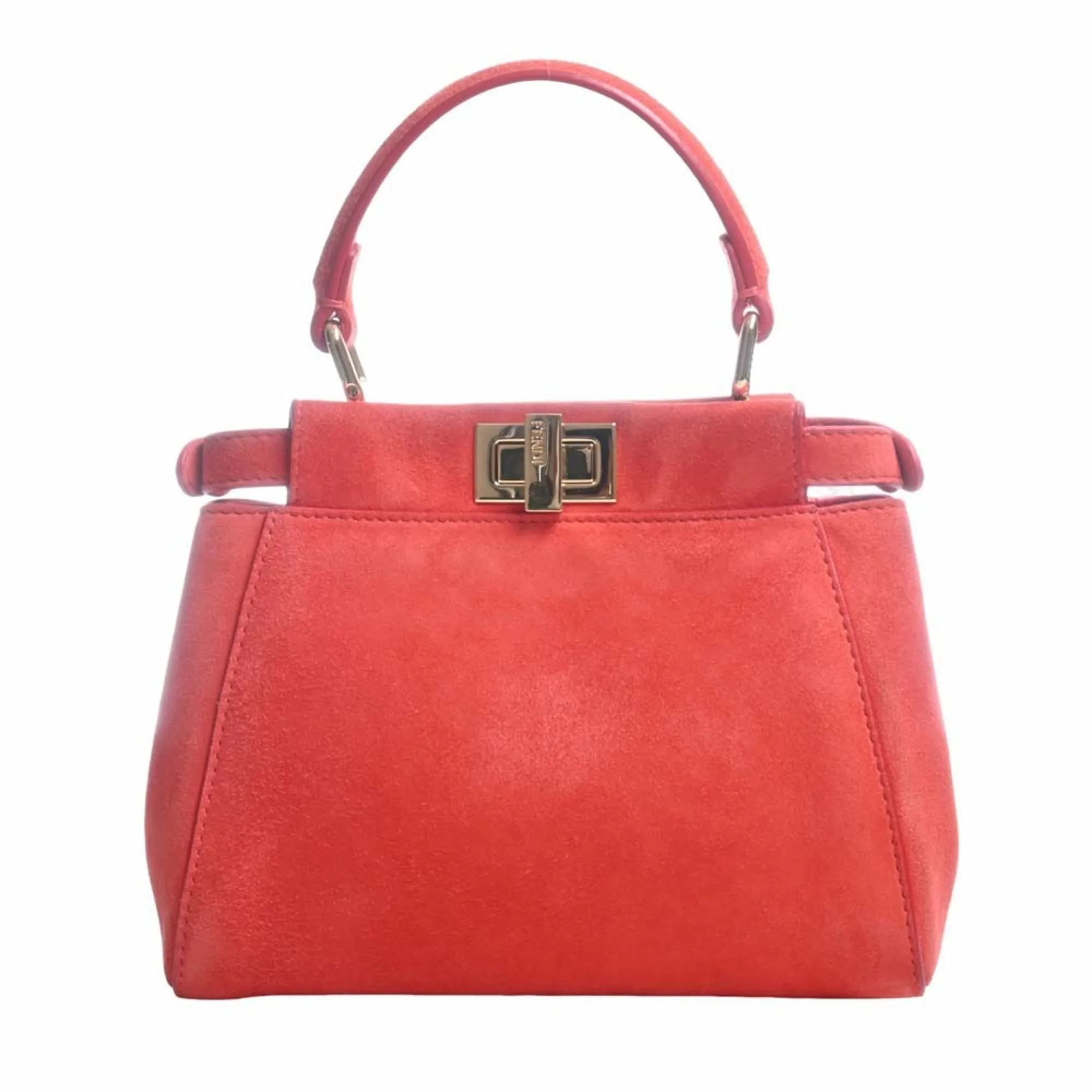 FENDI Suede Peekaboo XS Handbag 8BN309 Red Ladies