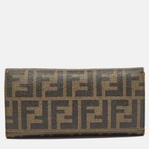 Fendi Zucca Coated Canvas Trifold Flap Continental Wallet