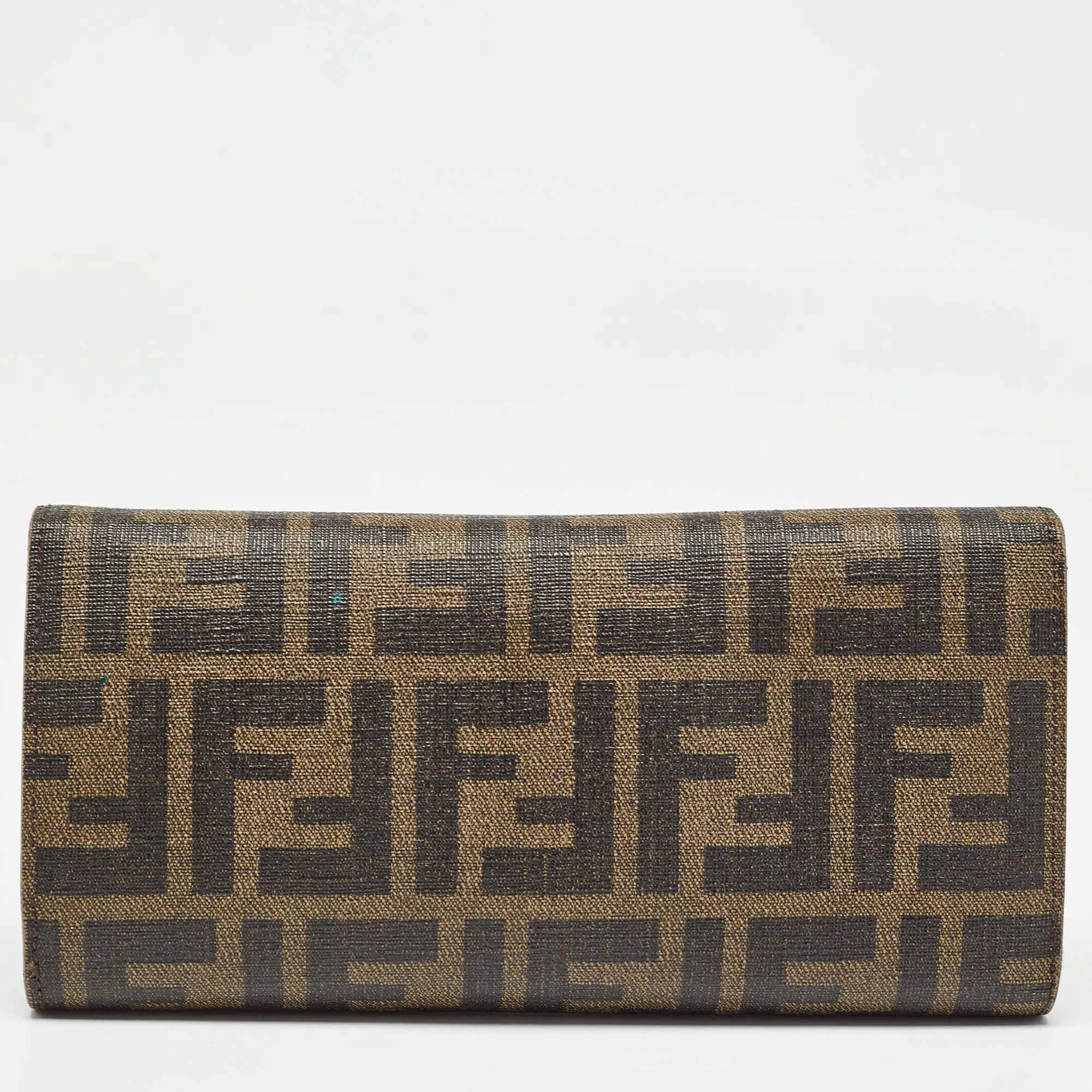 Fendi Zucca Coated Canvas Trifold Flap Continental Wallet