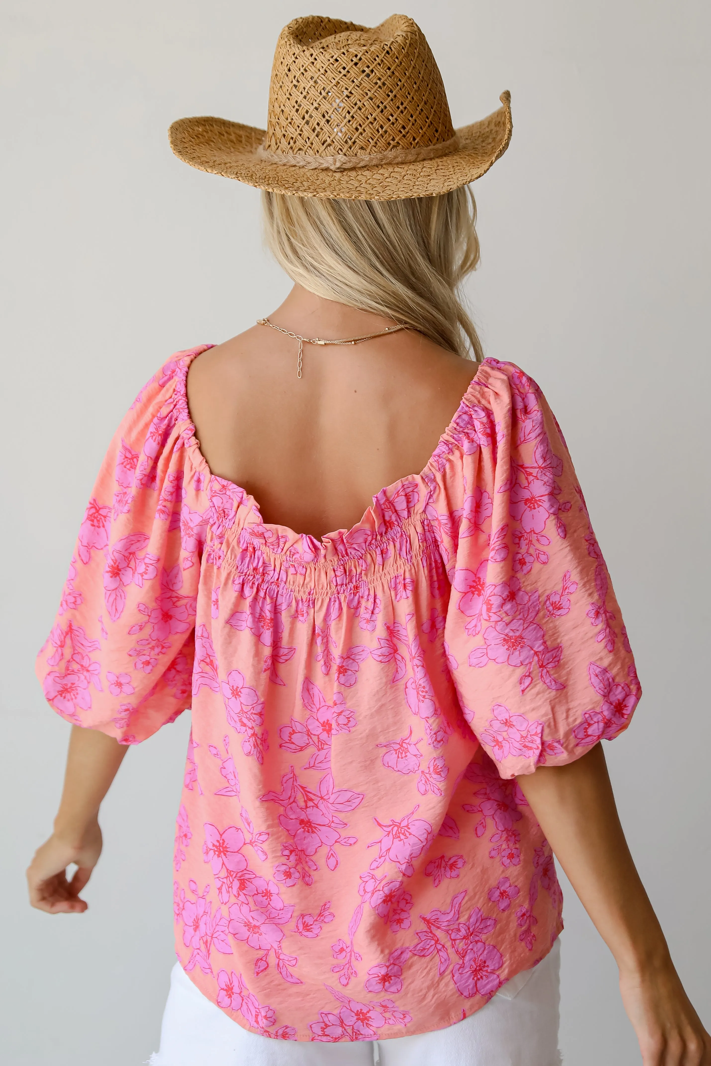 FINAL SALE - Clearly Stunning Coral Floral Blouse