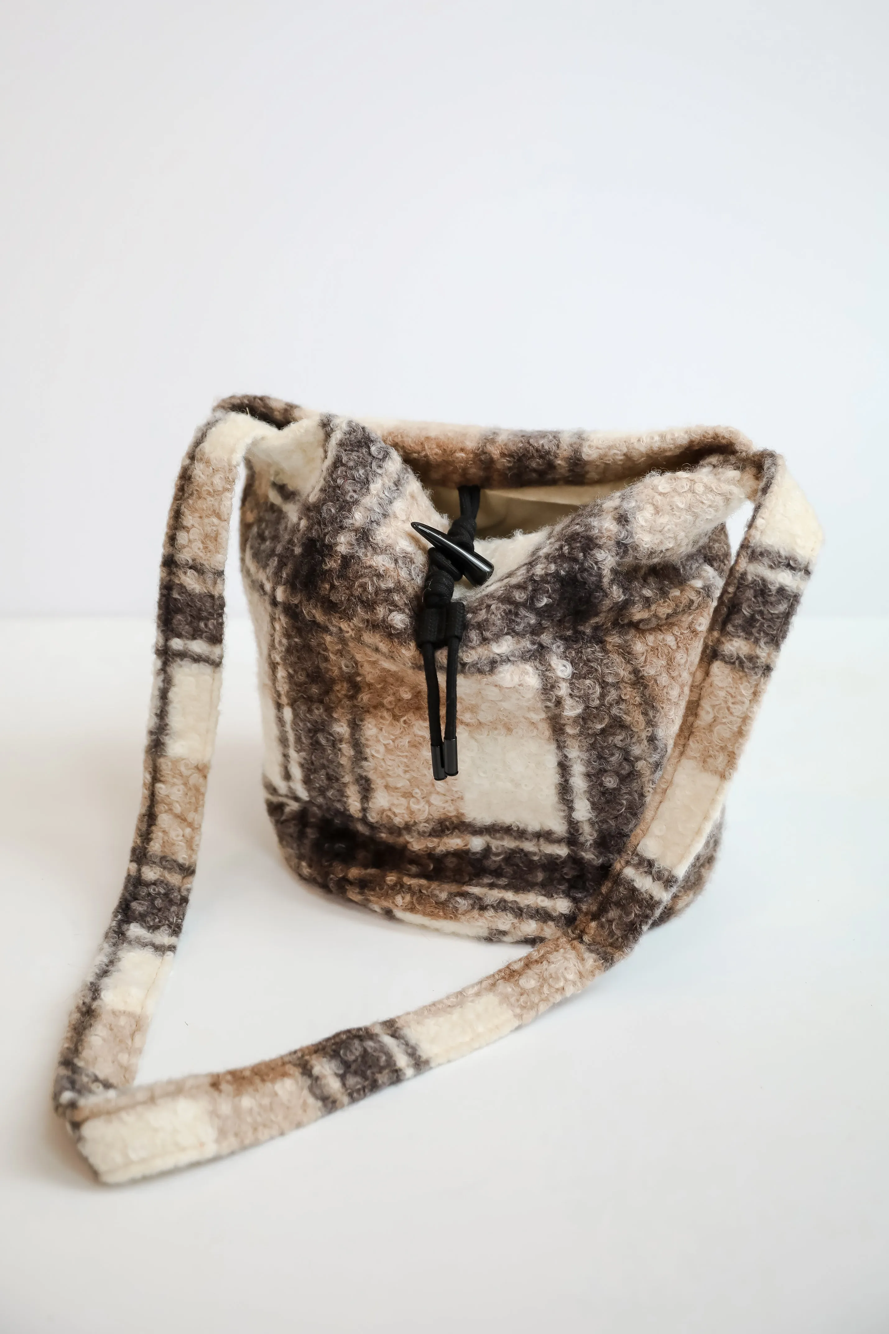 FINAL SALE - Fuzzy Feelings Black Plaid Teddy Crossbody Bag