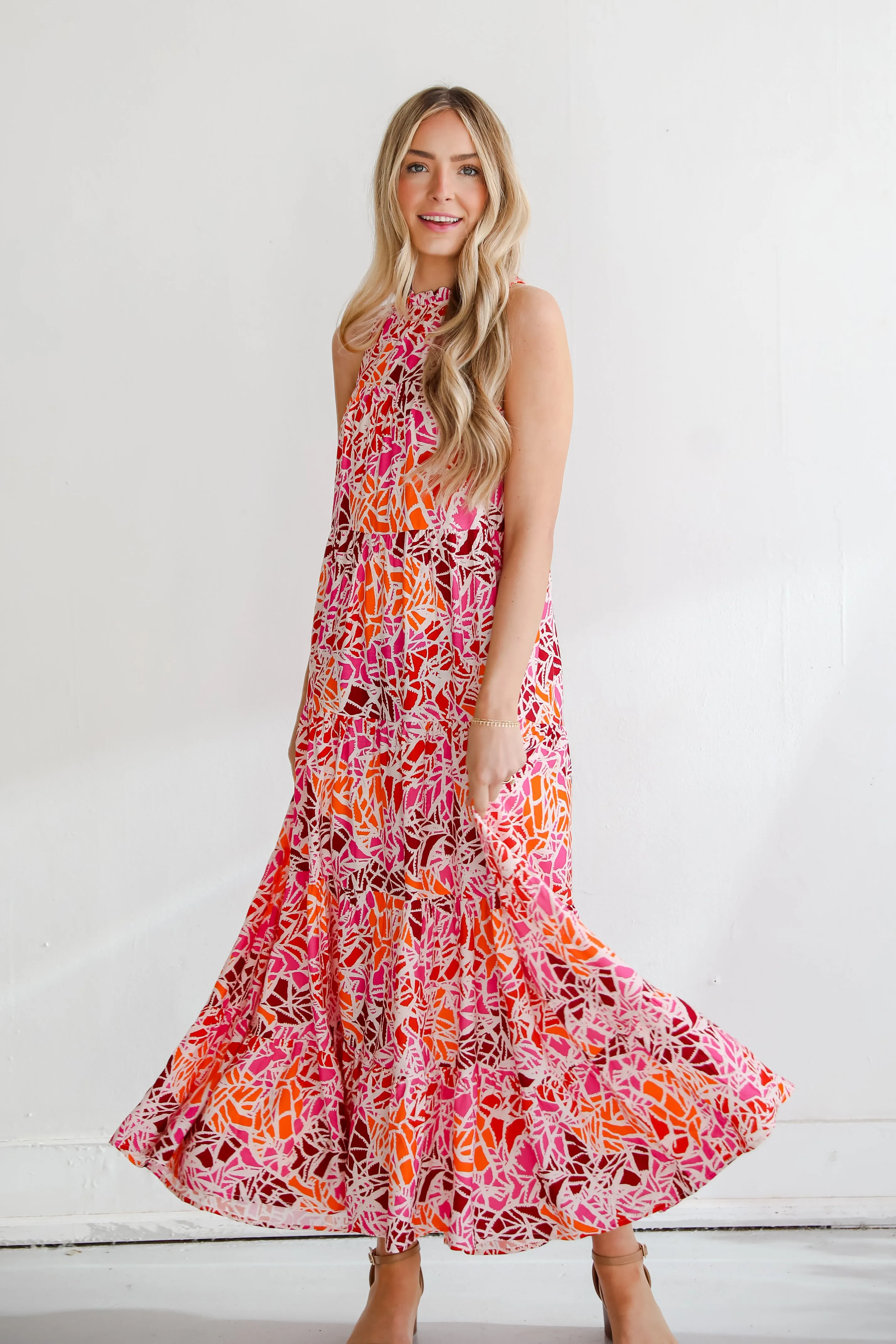 FINAL SALE - Stunning Enchantment Pink Tiered Maxi Dress