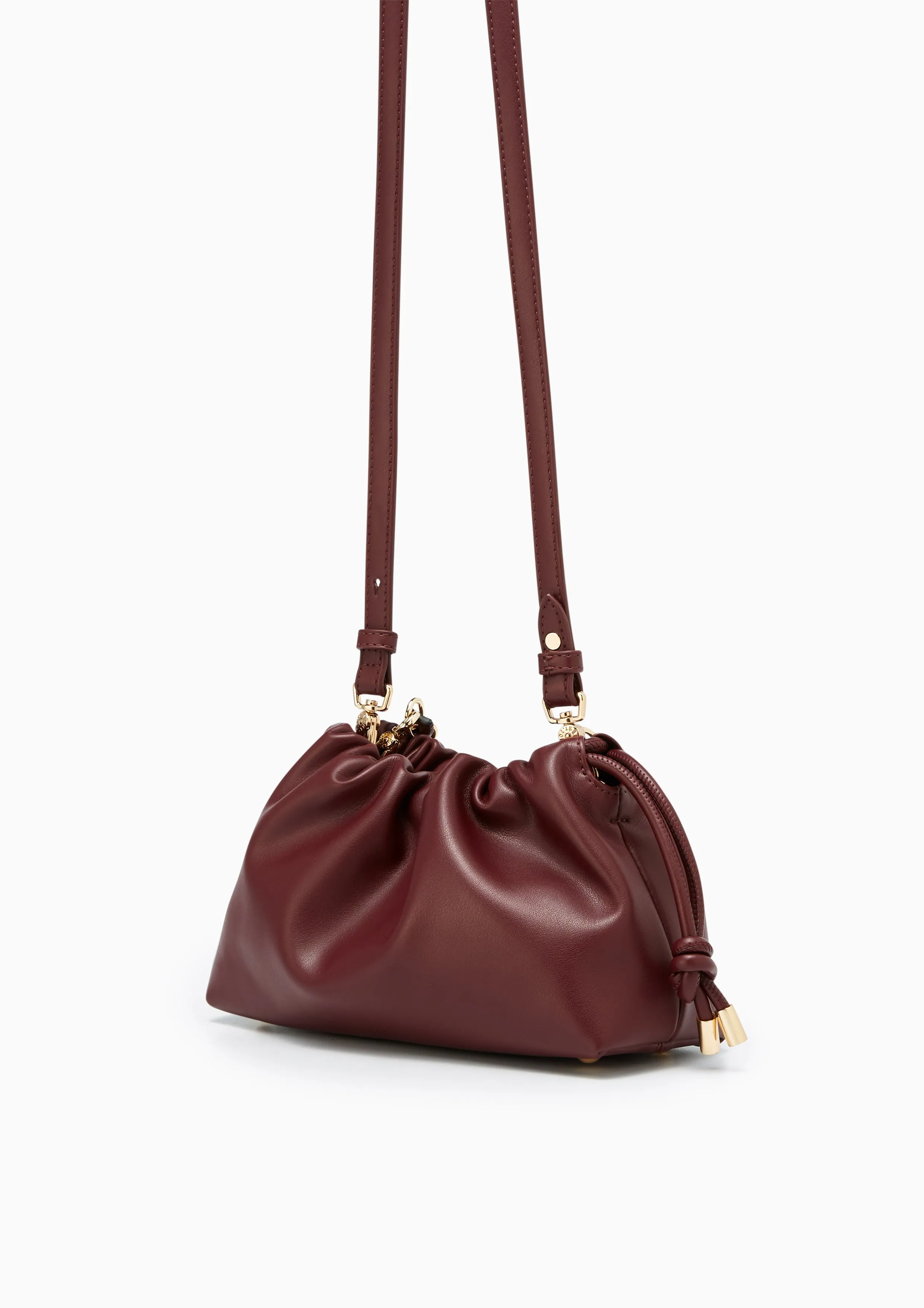 Floaty Drawstring Shoulder Bag Dark Red