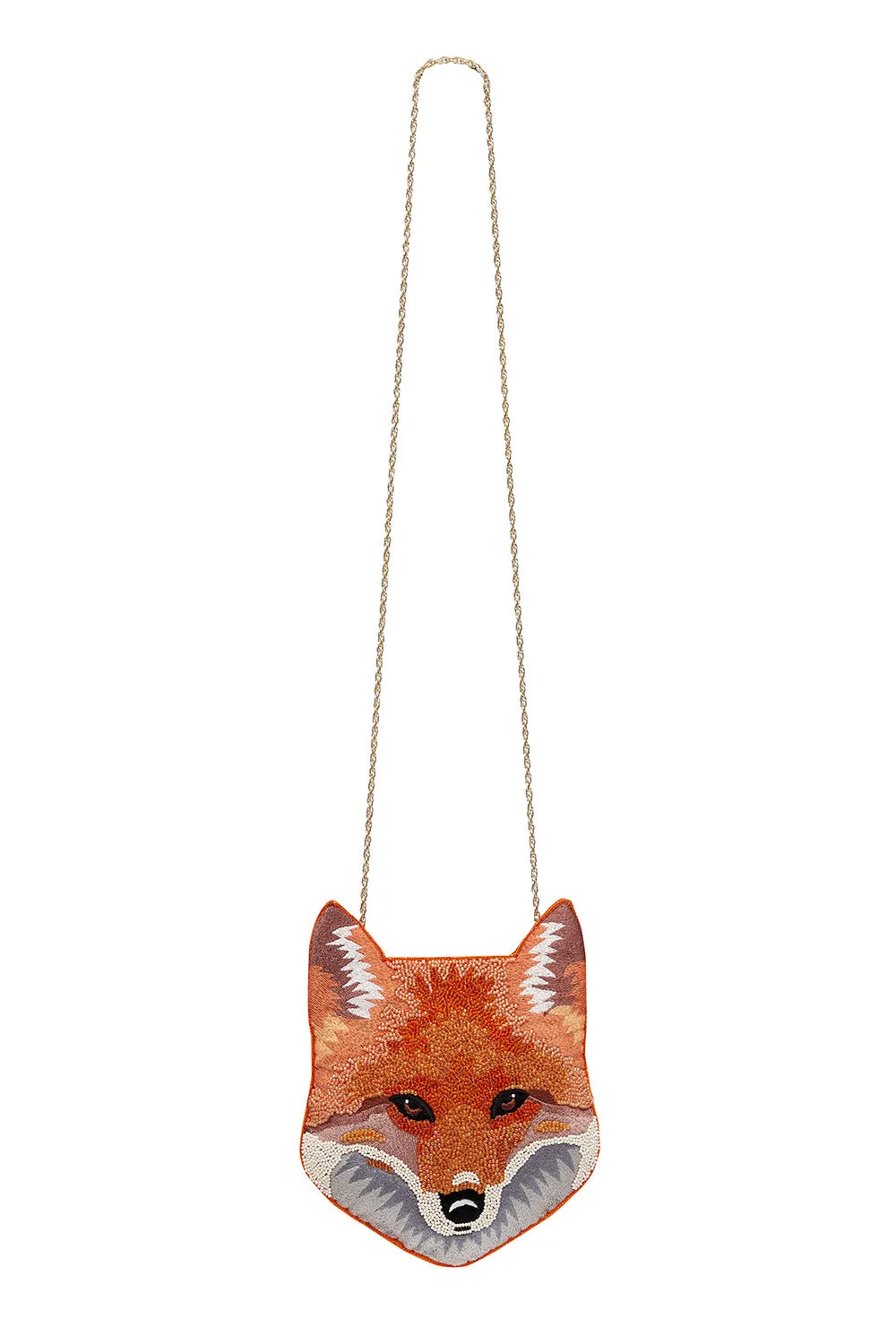 FOX BEADED BAG WITH CHAIN PATCHWORK HEART