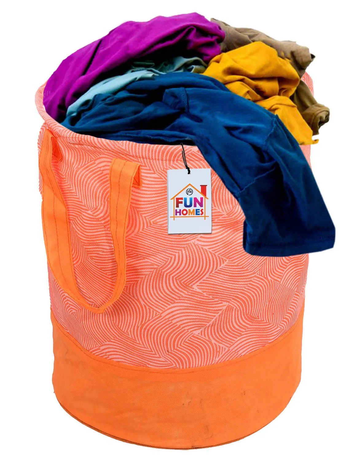 Fun Homes Laheriya Printed Waterproof Non-Woven Laundry Bag,Toy Storage,Laundry Basket Organizer 45 L (Orange), Pack of 2 (Fun055)(Canvas)