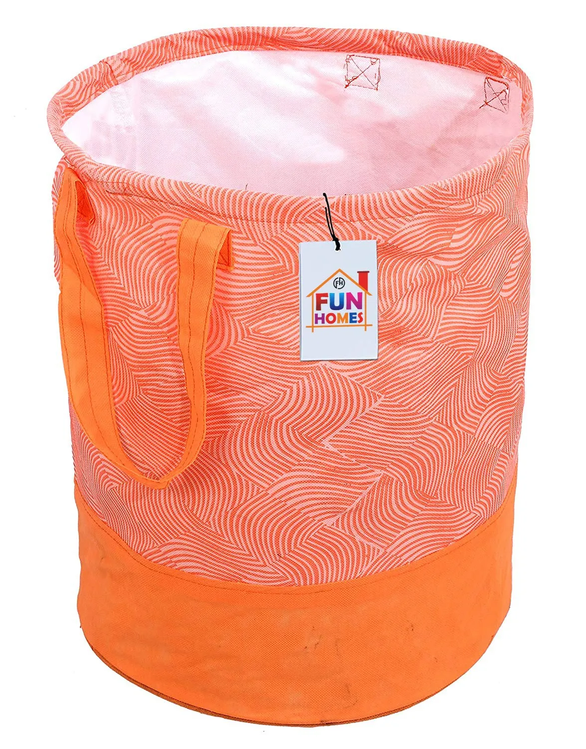 Fun Homes Laheriya Printed Waterproof Non-Woven Laundry Bag,Toy Storage,Laundry Basket Organizer 45 L (Orange), Pack of 2 (Fun055)(Canvas)