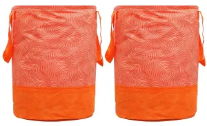 Fun Homes Laheriya Printed Waterproof Non-Woven Laundry Bag,Toy Storage,Laundry Basket Organizer 45 L (Orange), Pack of 2 (Fun055)(Canvas)