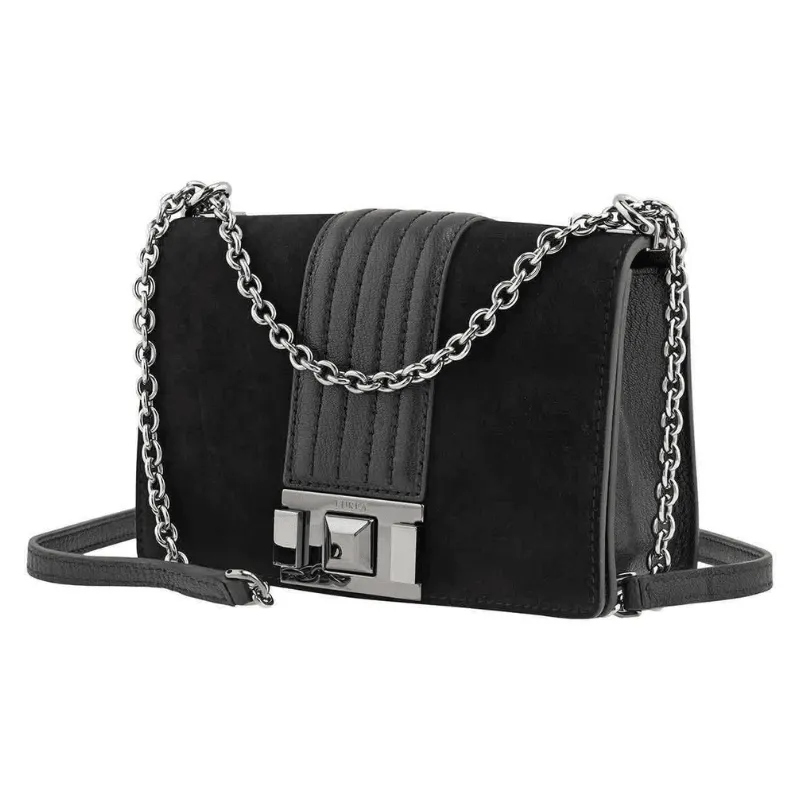 Furla Miss Mimi Small Suede Crossbody Bag - Nero