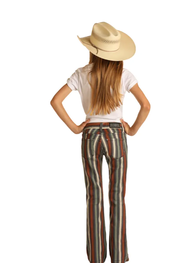 G5F8226 - Rock&Roll Denim Girl's Cowgirl Extra Stretch Striped Trouser Jean