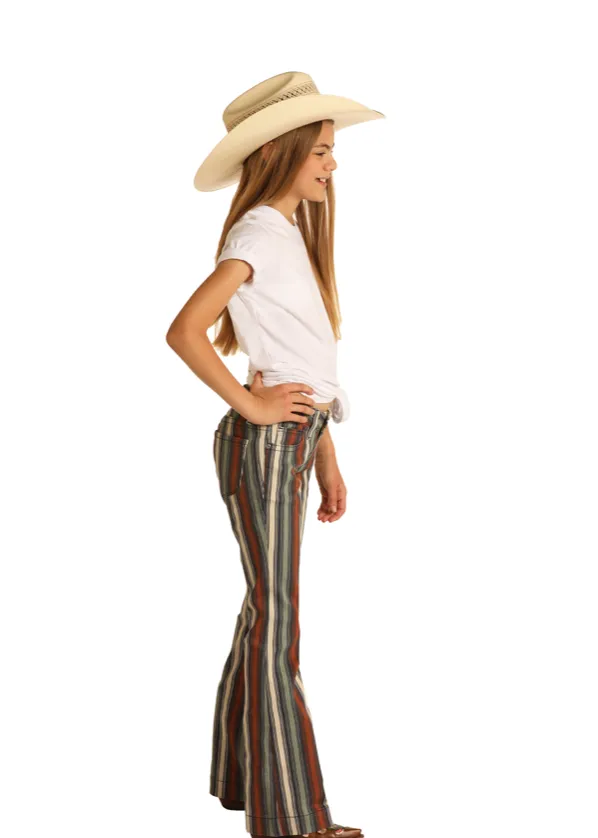 G5F8226 - Rock&Roll Denim Girl's Cowgirl Extra Stretch Striped Trouser Jean