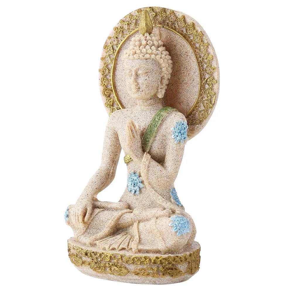 Garosa Sandstone Buddha Statue Sculpture Buddha Figurine in Sandstone Finish for Home Ornament Decoration