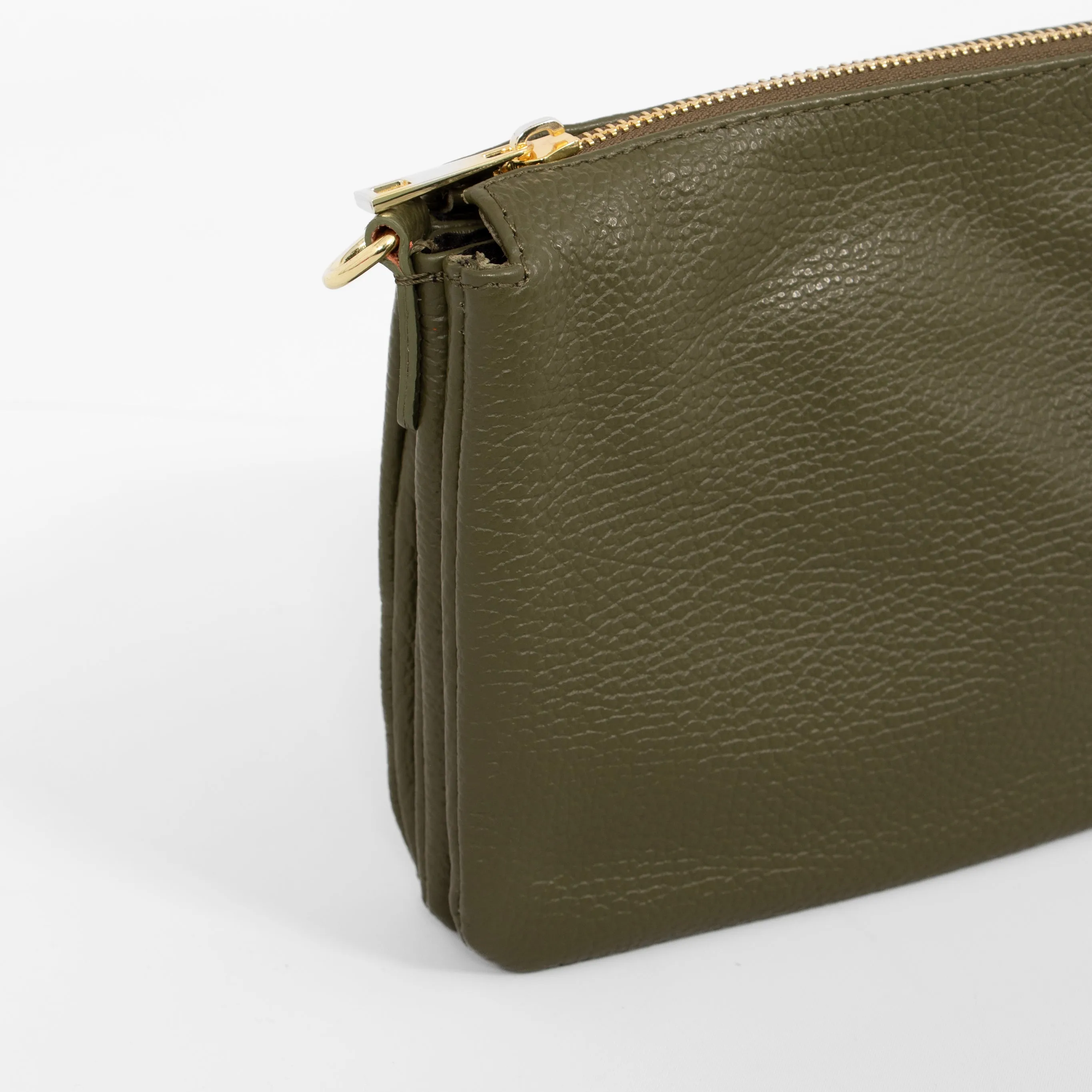 Gia Crossbody Bag - Khaki, Pebbled