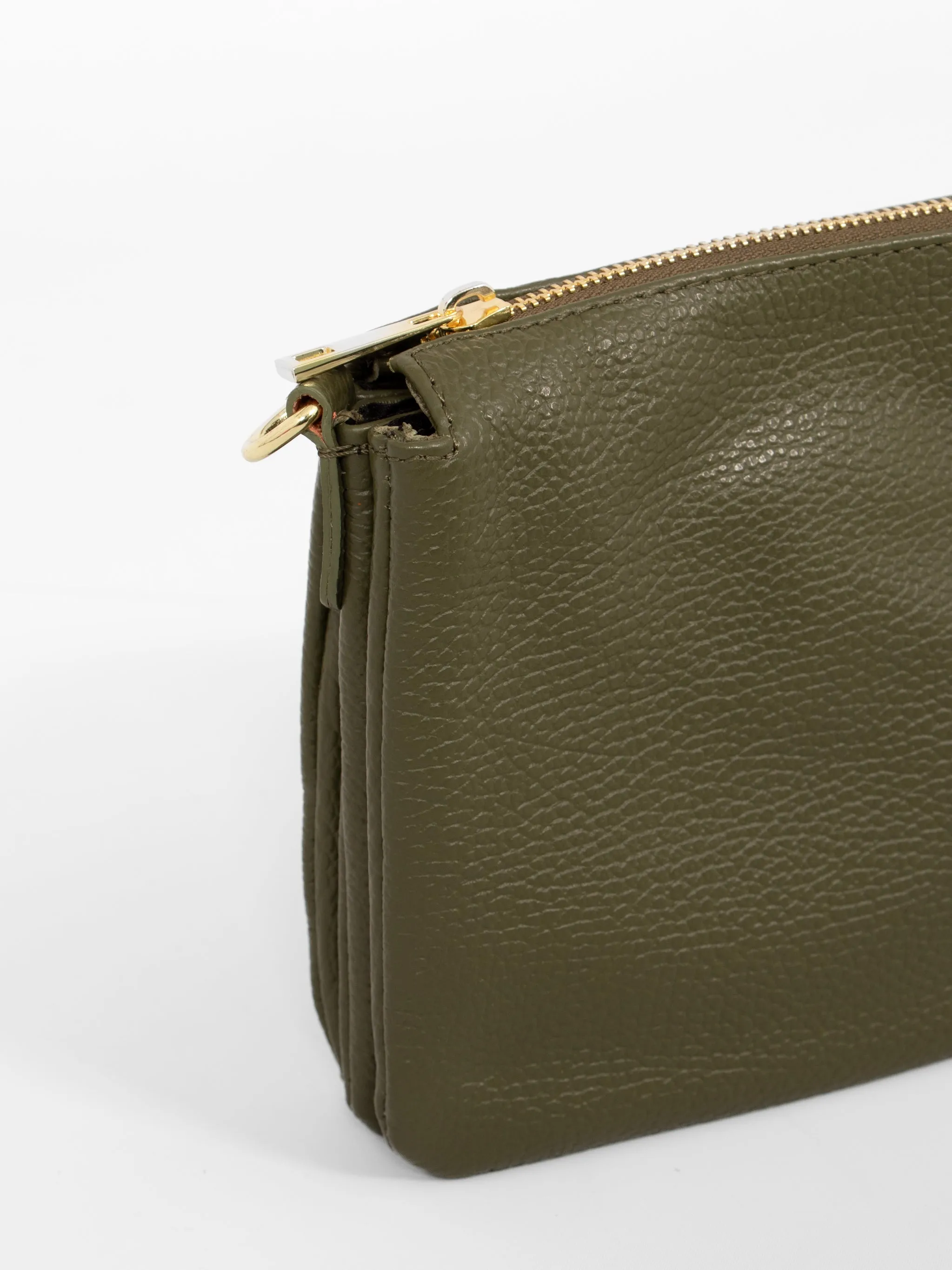 Gia Crossbody Bag - Khaki, Pebbled