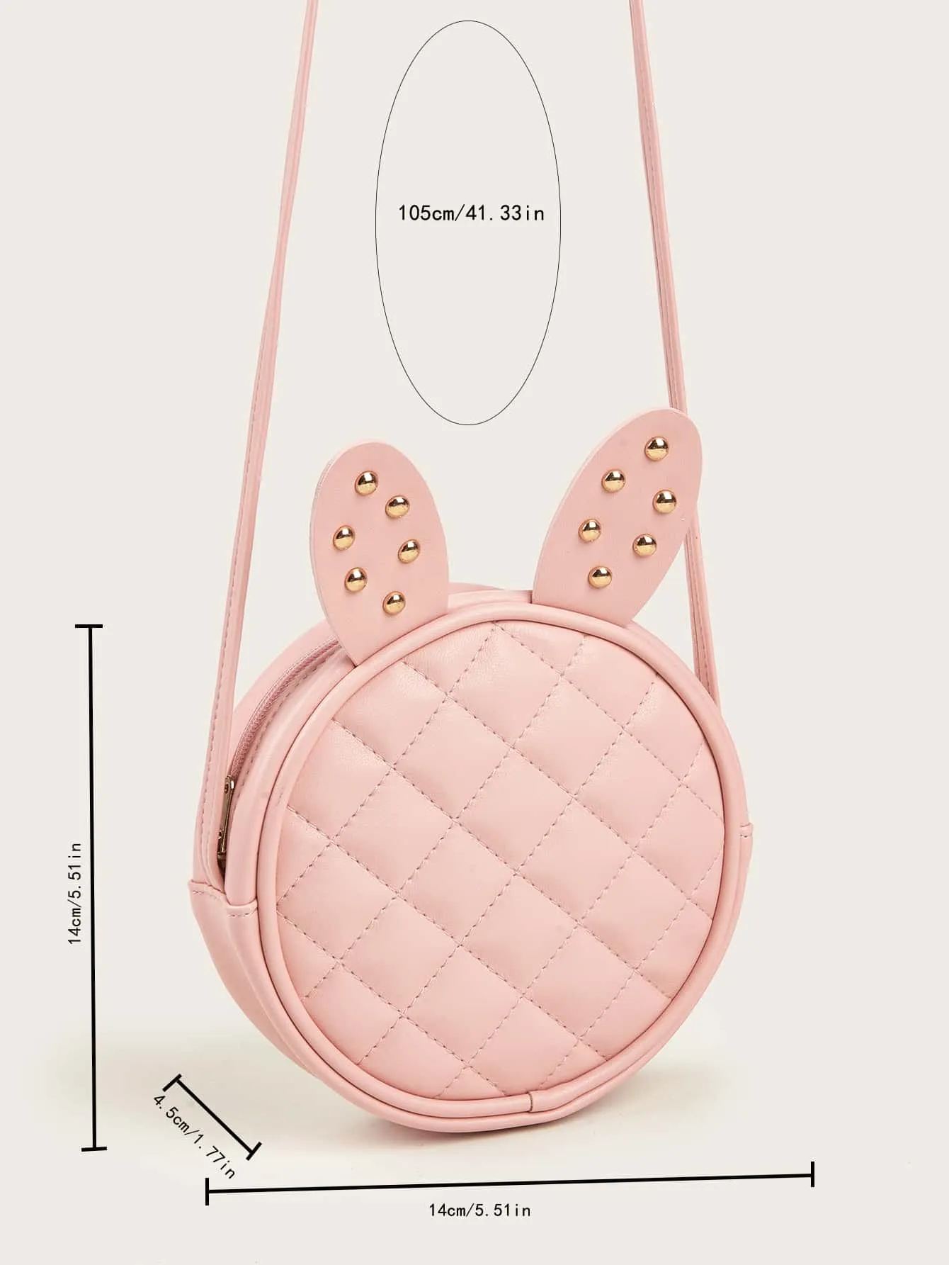 Girls Studded Cartoon Ear Decor Quilted Novelty Bag