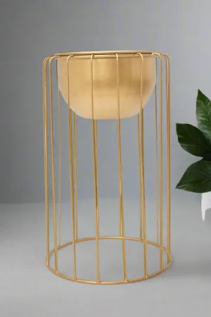 Gold Metal Planter With Stand