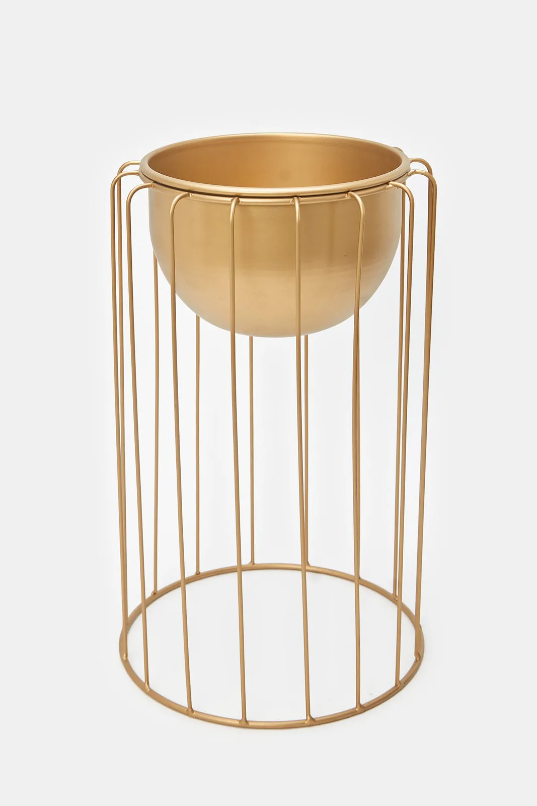 Gold Metal Planter With Stand