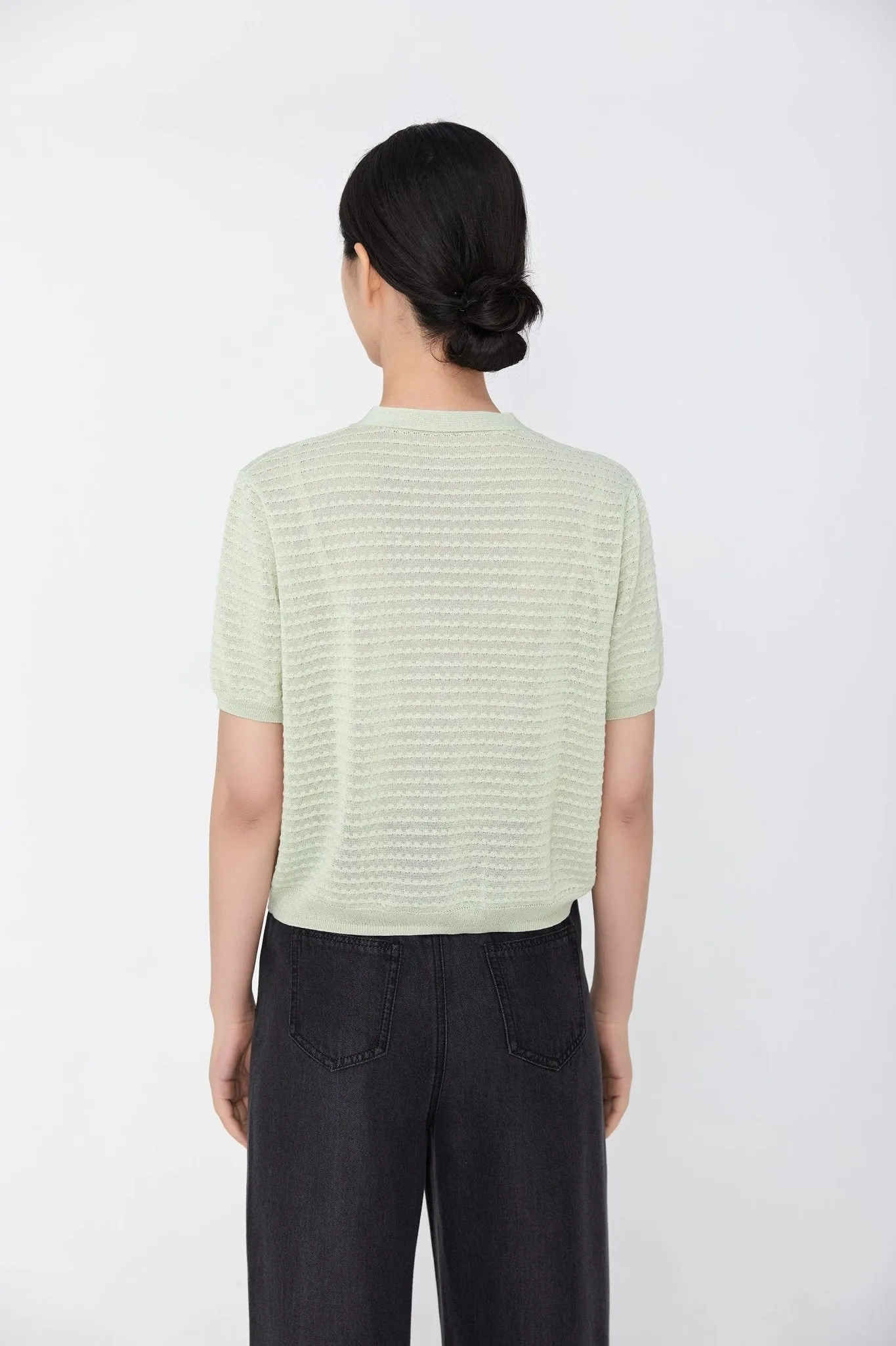 Grass Green Short Sleeve Knitted T-shirt