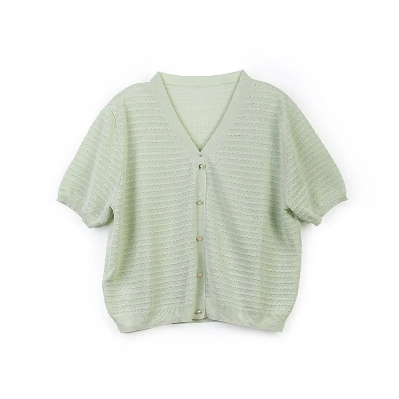 Grass Green Short Sleeve Knitted T-shirt