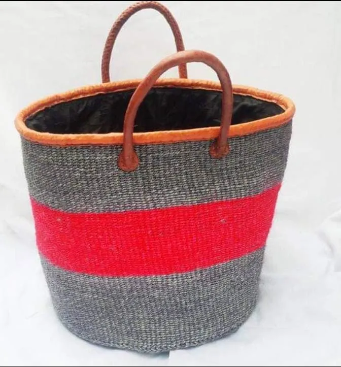 Grey and Red wooven shopping bag with free shipping world wide