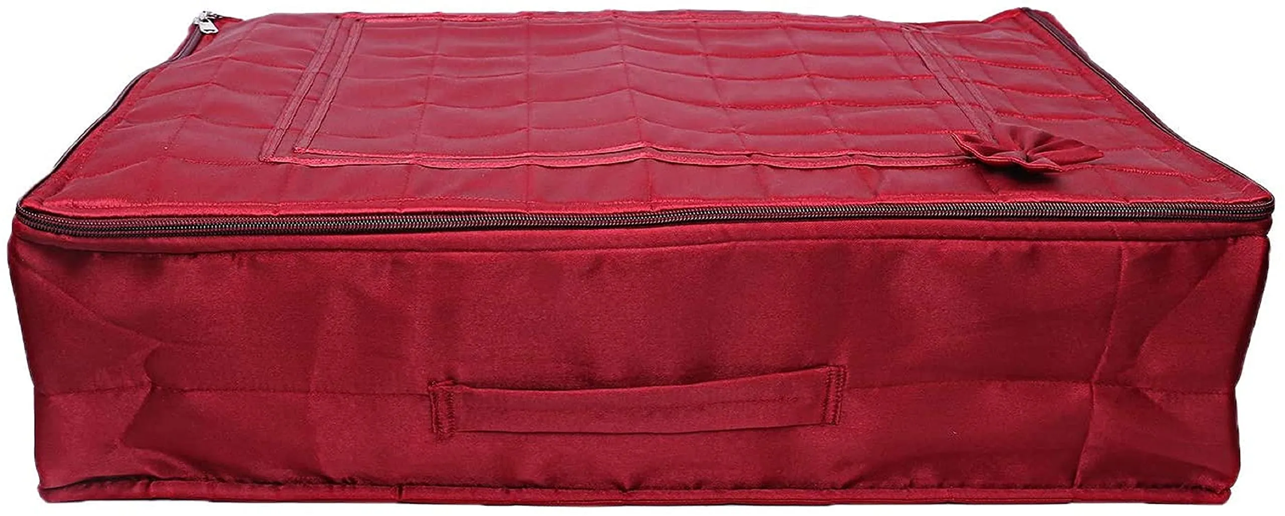 Heart Home Satin Bow Design 12 Flap Saree Cover Bag (Maroon) - CTHH12764