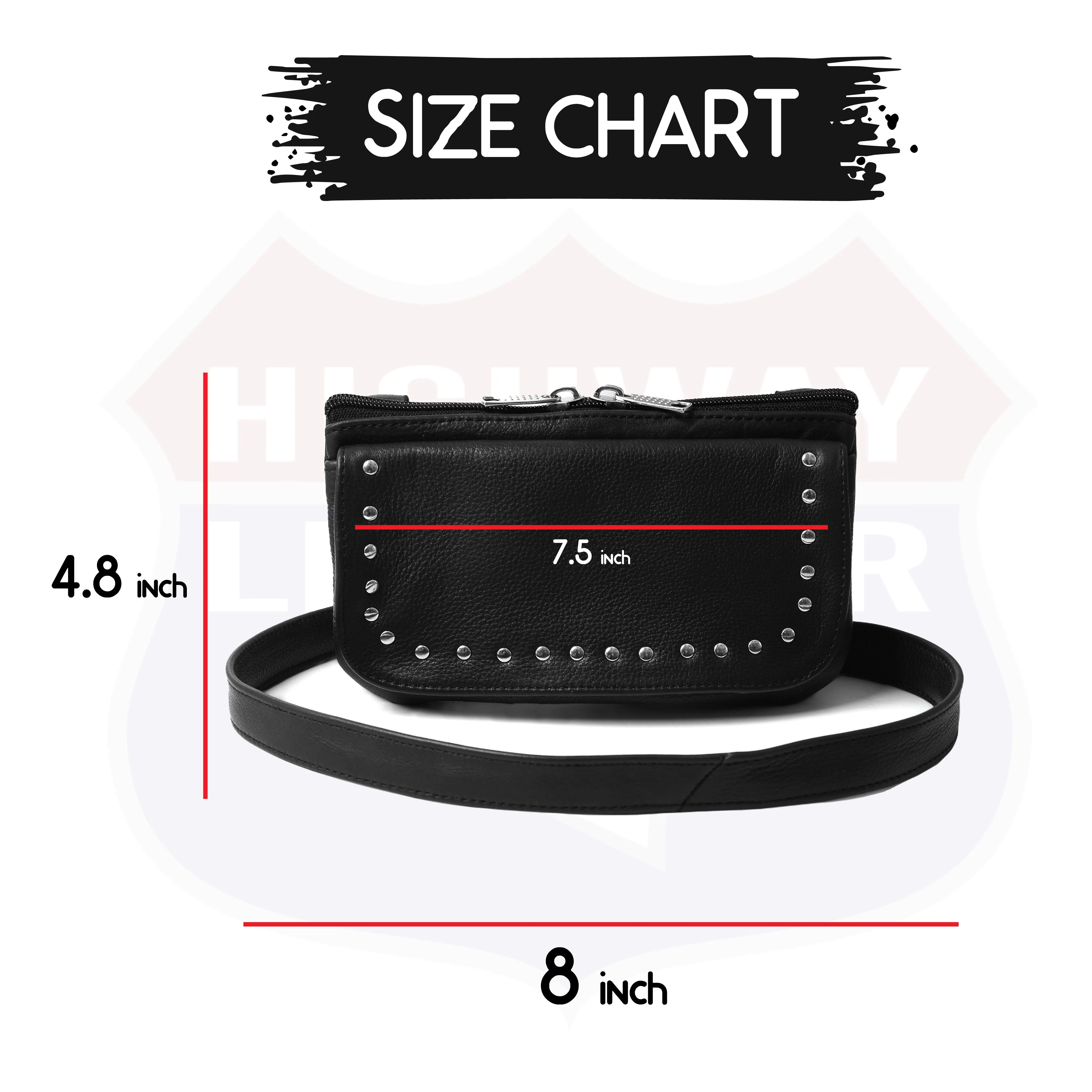 HL80151STUD Women's Black Studded Hip Bag – Trendy & Edgy Accessory