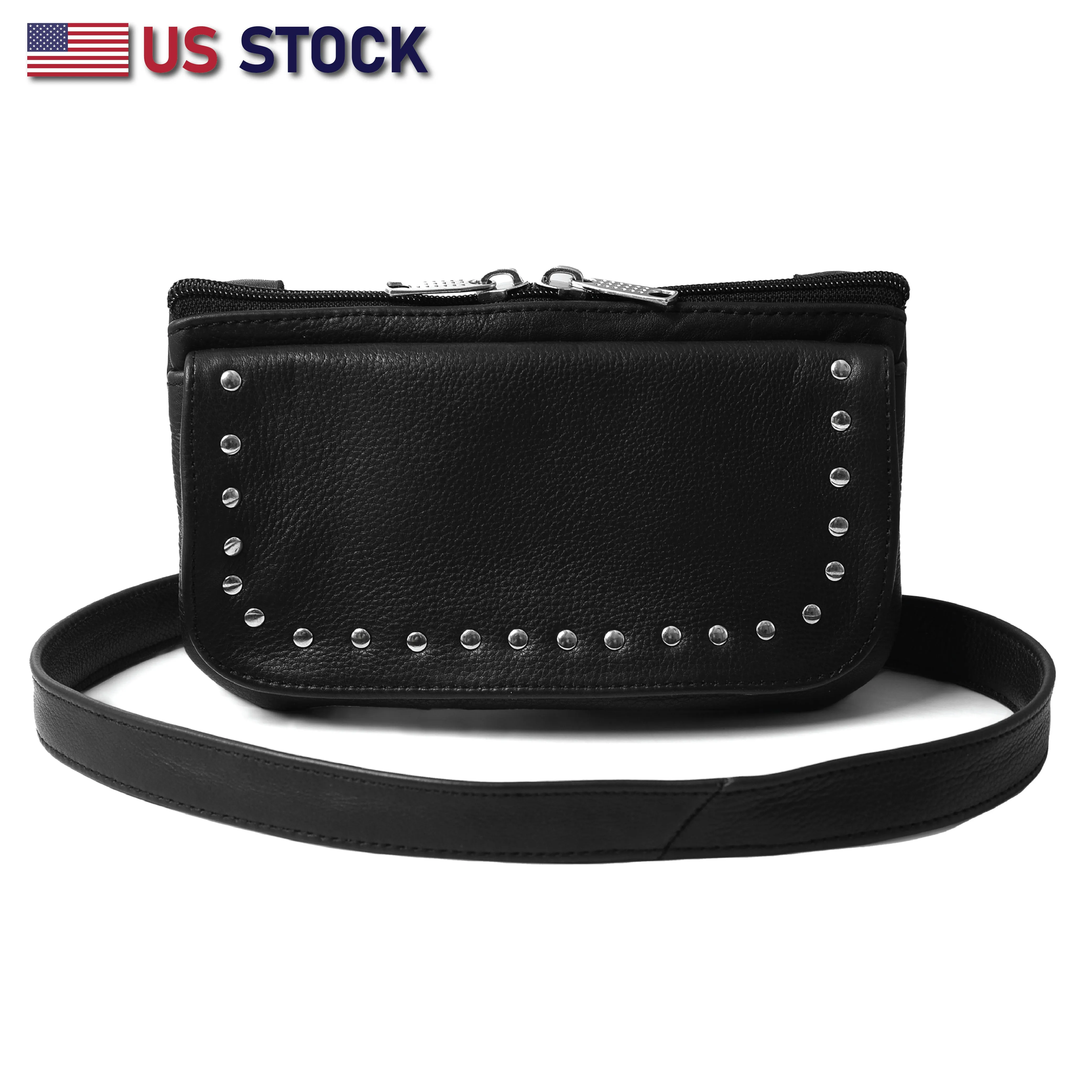 HL80151STUD Women's Black Studded Hip Bag – Trendy & Edgy Accessory