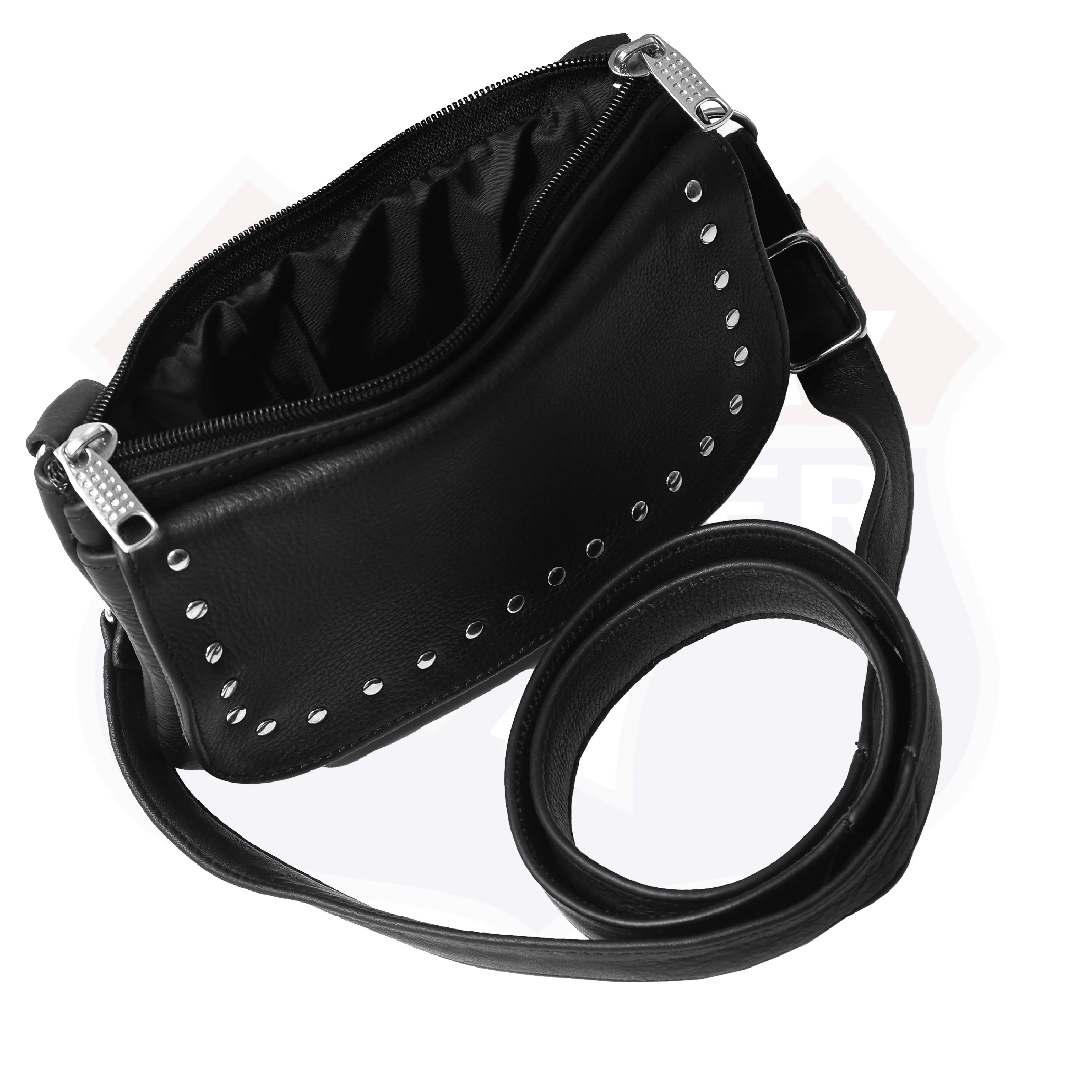 HL80151STUD Women's Black Studded Hip Bag – Trendy & Edgy Accessory