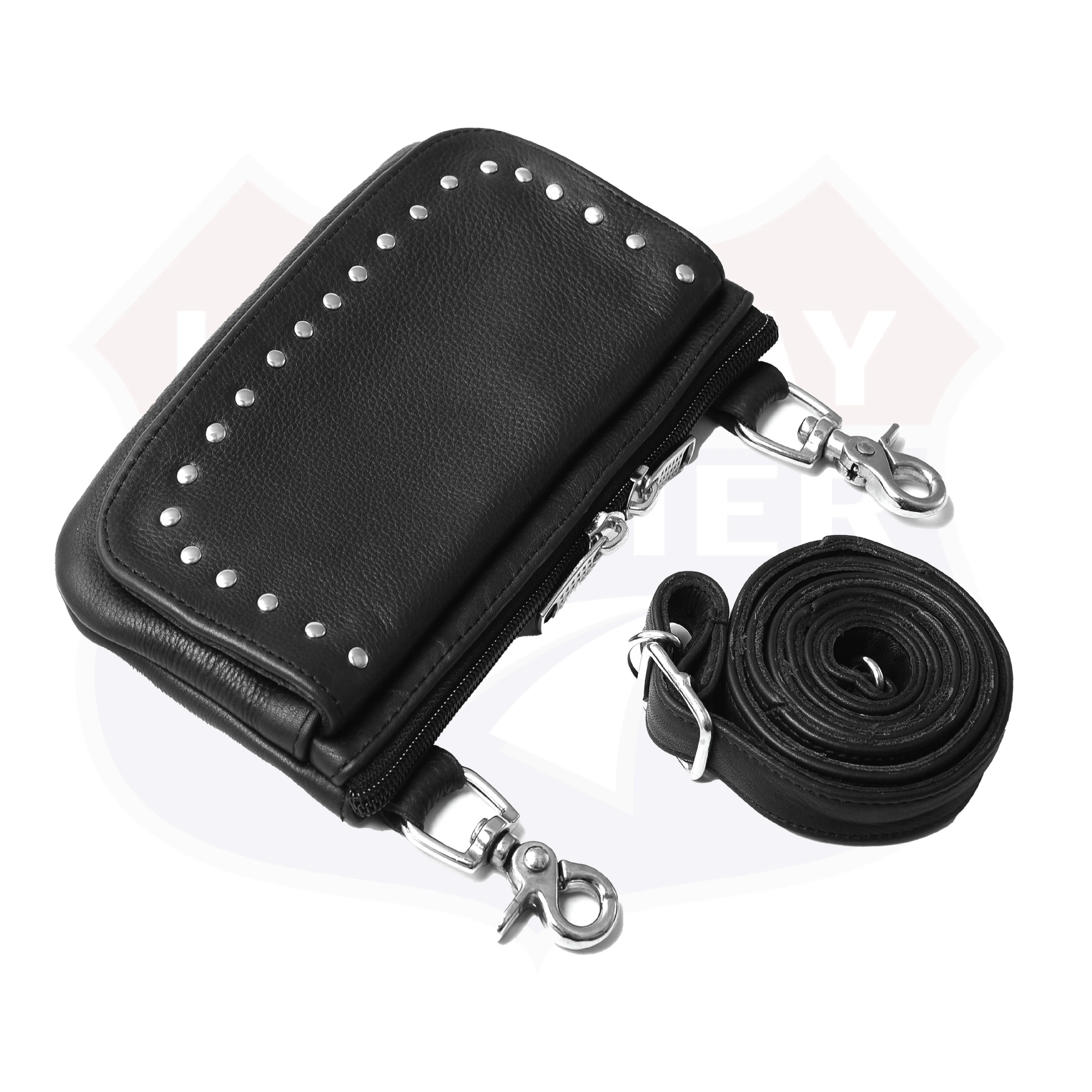 HL80151STUD Women's Black Studded Hip Bag – Trendy & Edgy Accessory