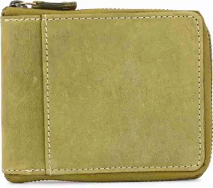 Hunter Casual Zipper Genuine Leather Men's Wallet with RFID (Green)