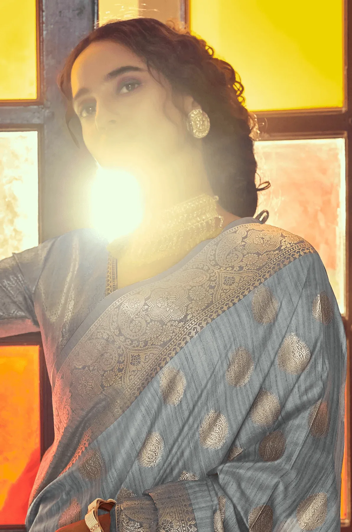 Improbable Grey Soft Banarasi Silk Saree With Stunning Blouse Piece