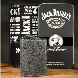 Jack Daniels TriFold Wallet Embroidered Gray and Black Accent