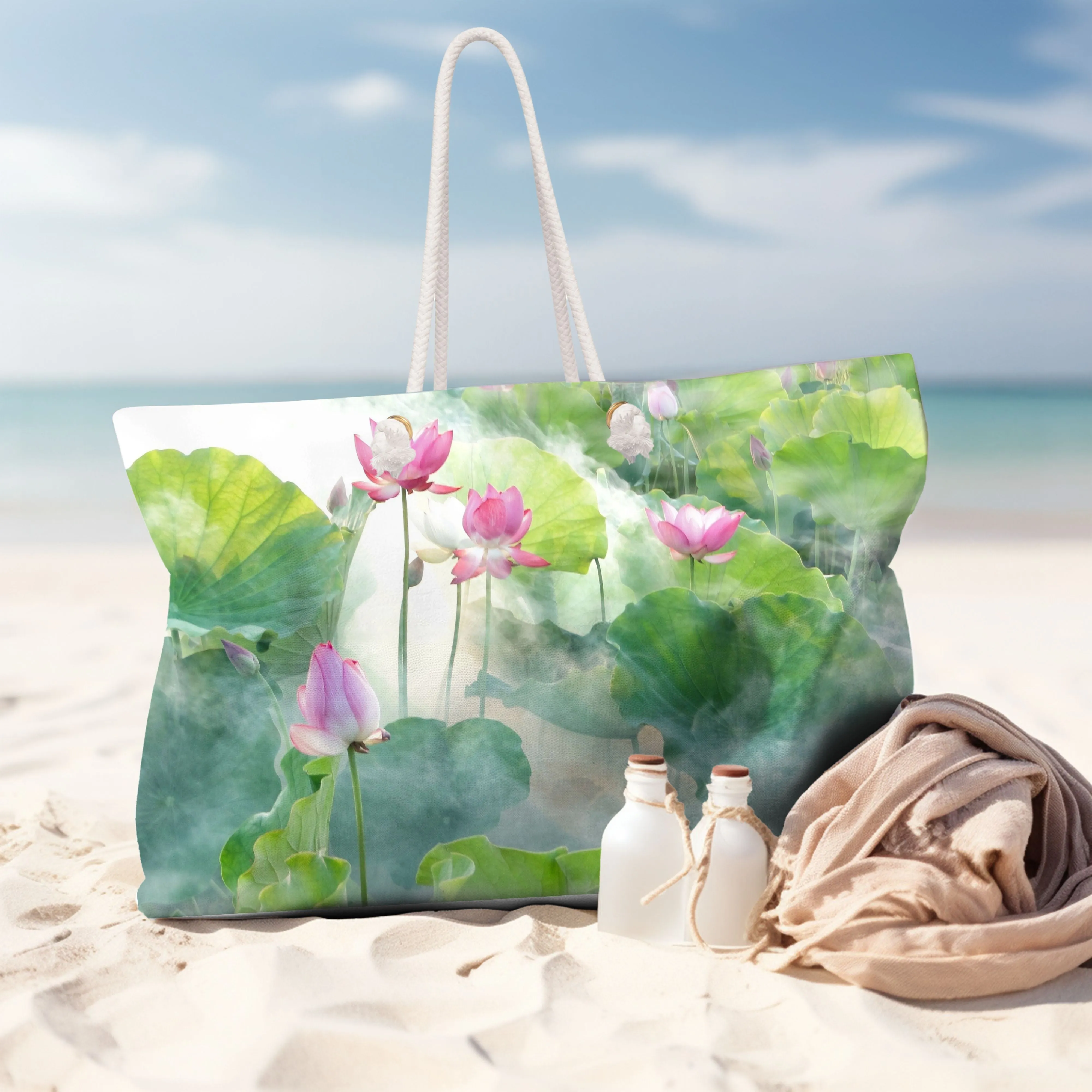 Japanese Lotus Flowers Weekender Tote Bag