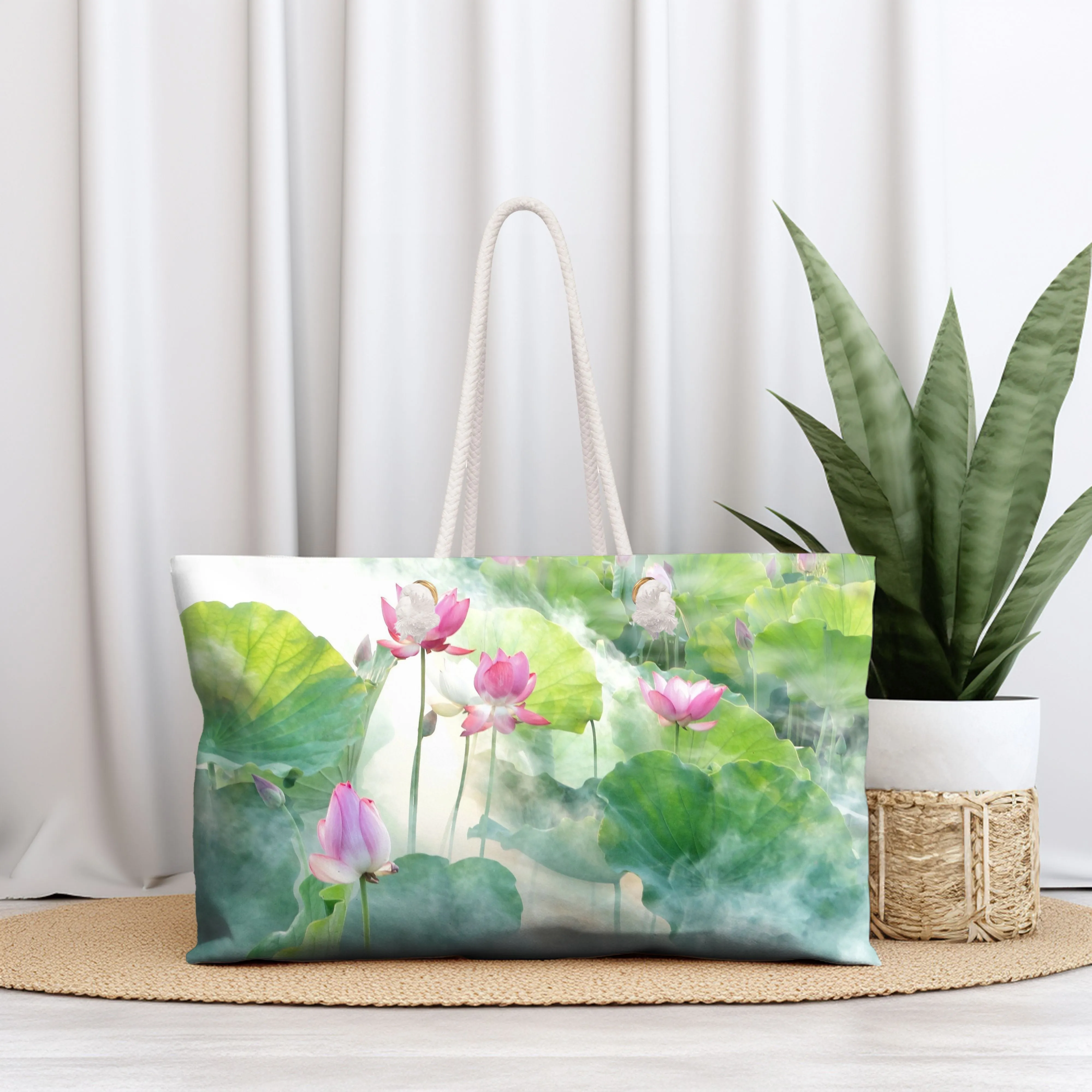 Japanese Lotus Flowers Weekender Tote Bag