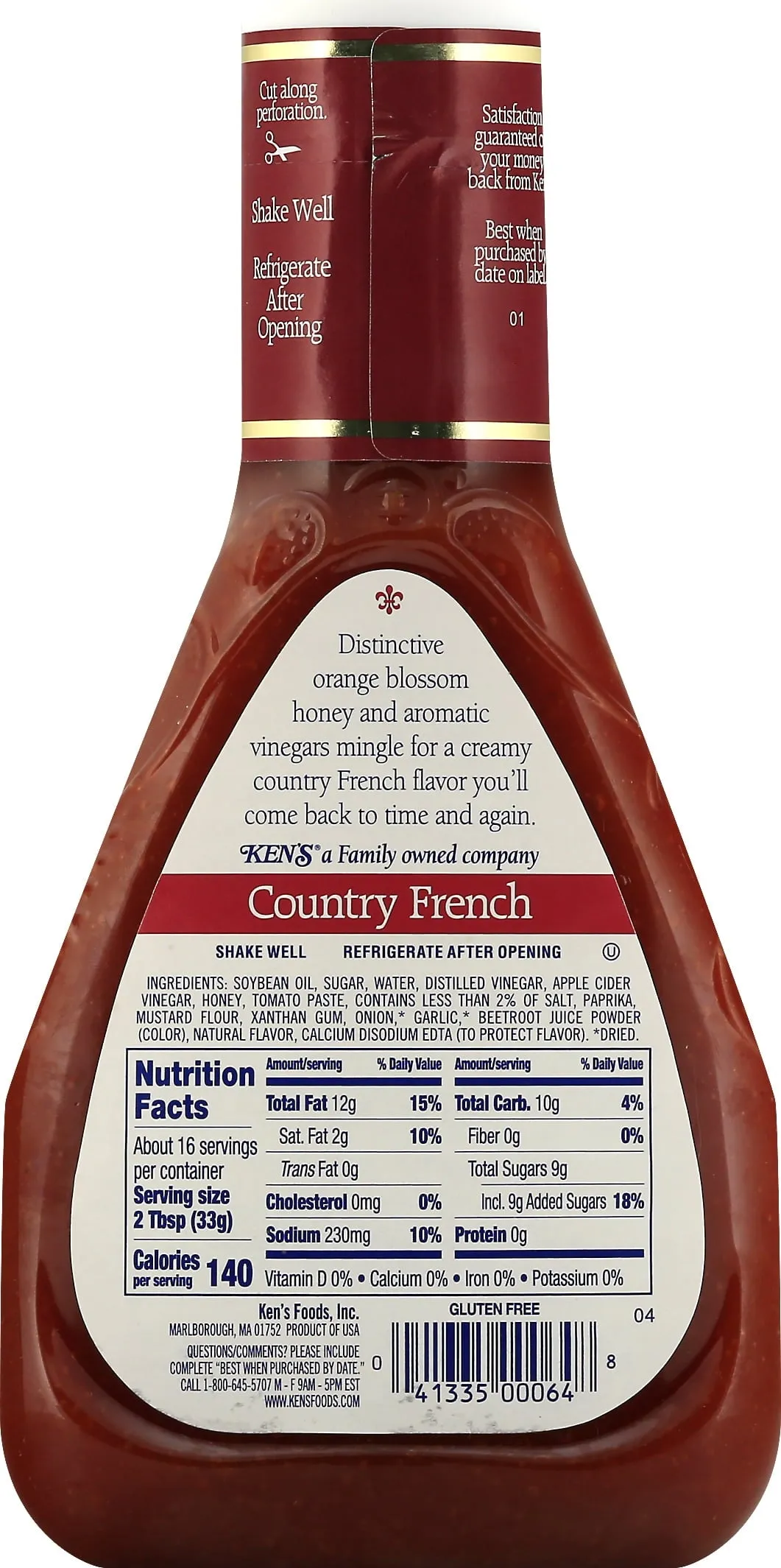 Ken's Steak House Country French with Orange Blossom Honey Dressing 16 fl oz