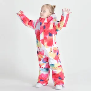 Kids Flower Printed One Piece Ski Suit