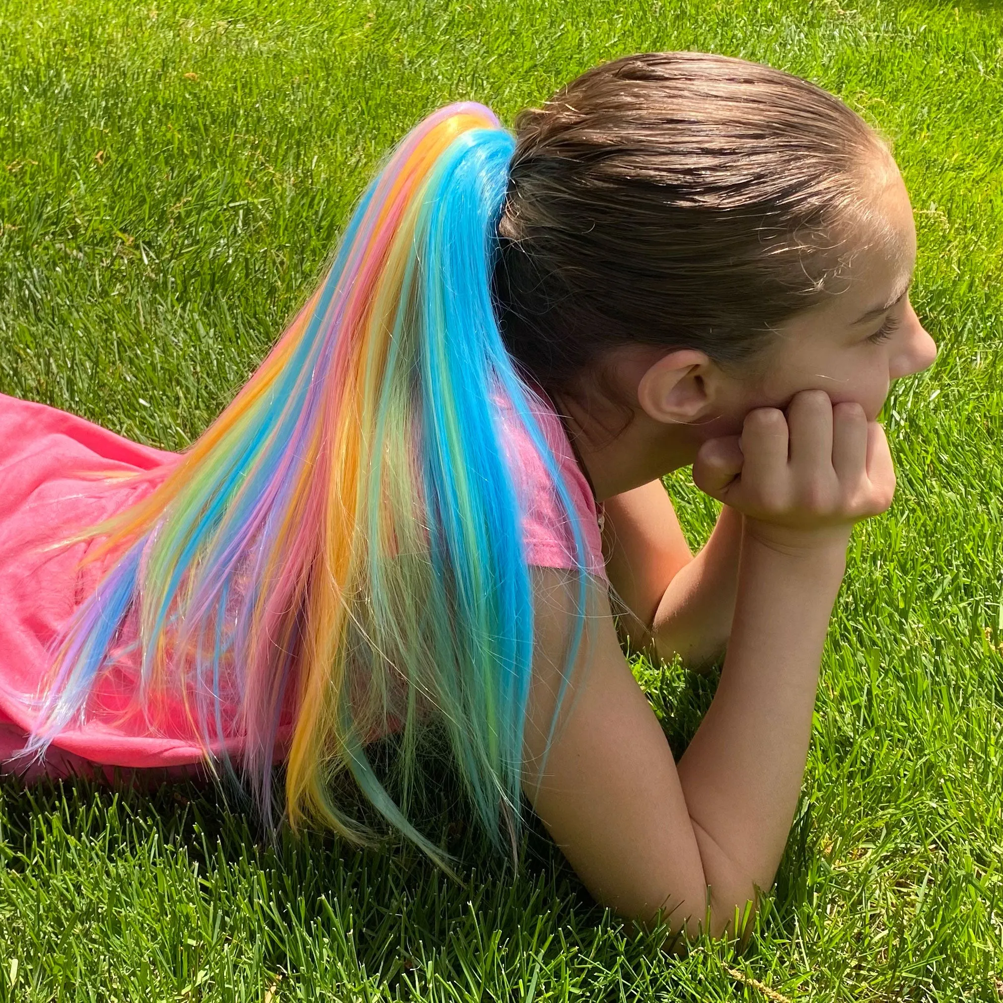 Kids Pastel Rainbow Hair Extensions