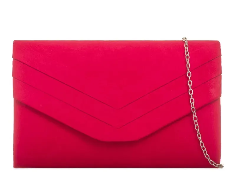 Koko L809 Red Faux Suede Clutch Bag