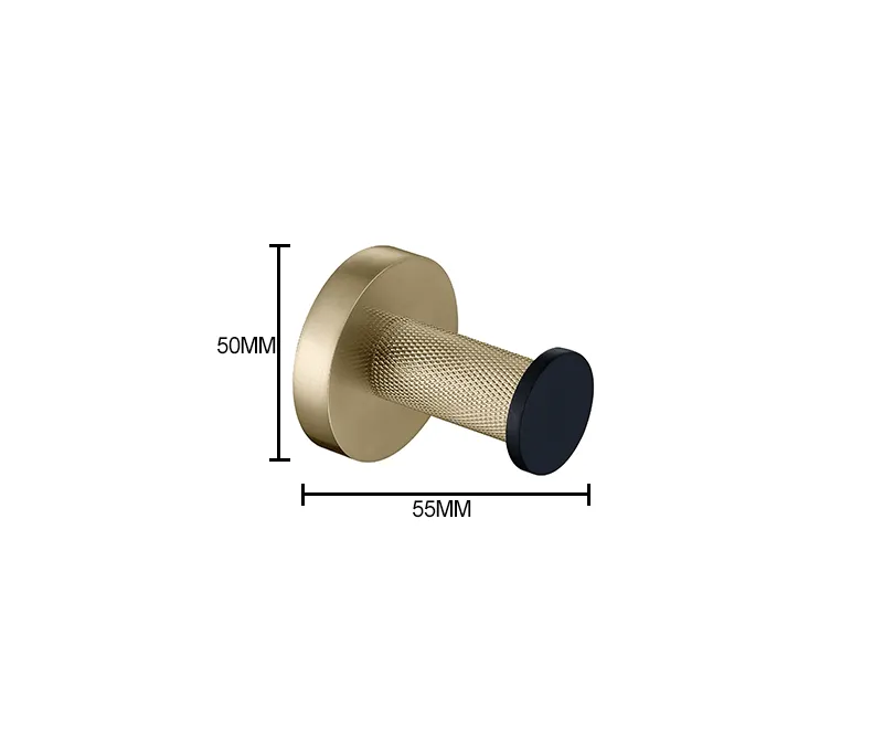 KOS / Bathroom Hardware Set / Knurled Polished Gold & Matte Black