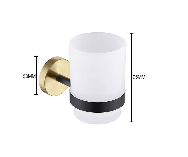 KOS / Bathroom Hardware Set / Knurled Polished Gold & Matte Black