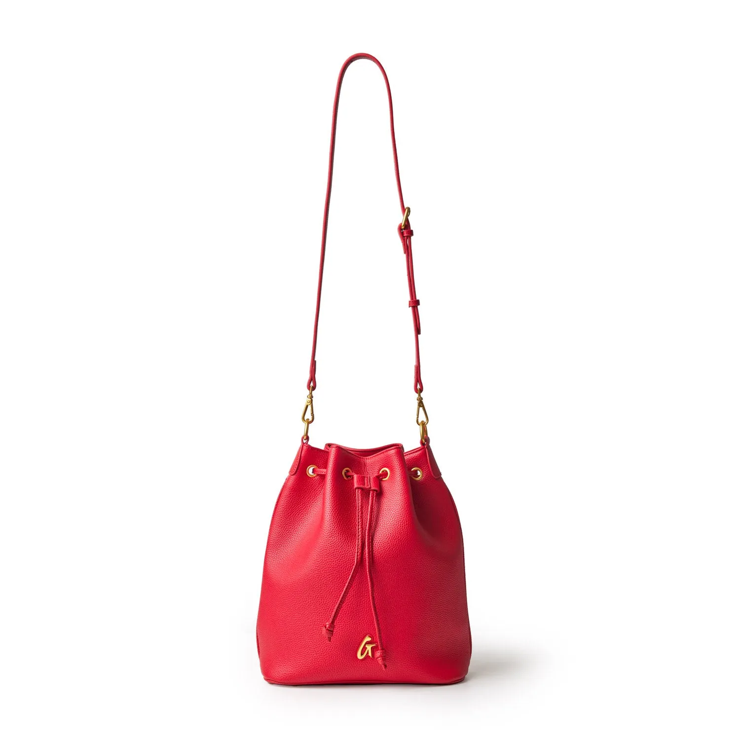 LARGE PEBBLE BUCKET BAG - RED