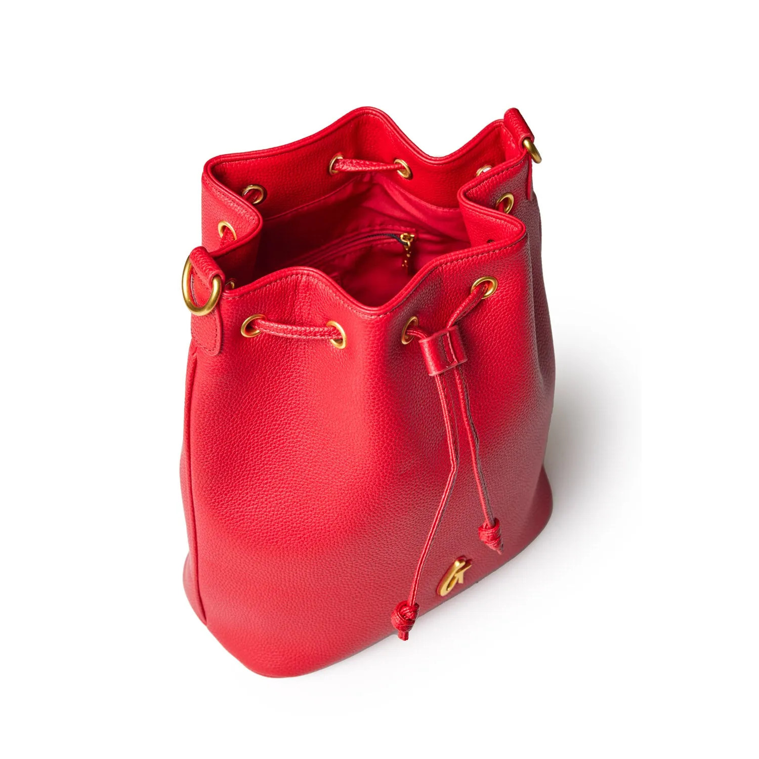 LARGE PEBBLE BUCKET BAG - RED