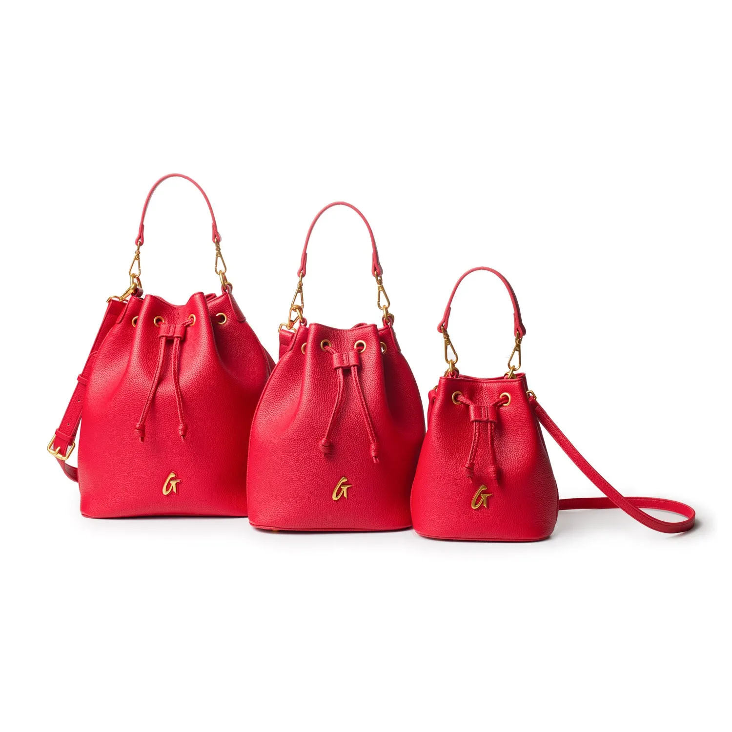 LARGE PEBBLE BUCKET BAG - RED