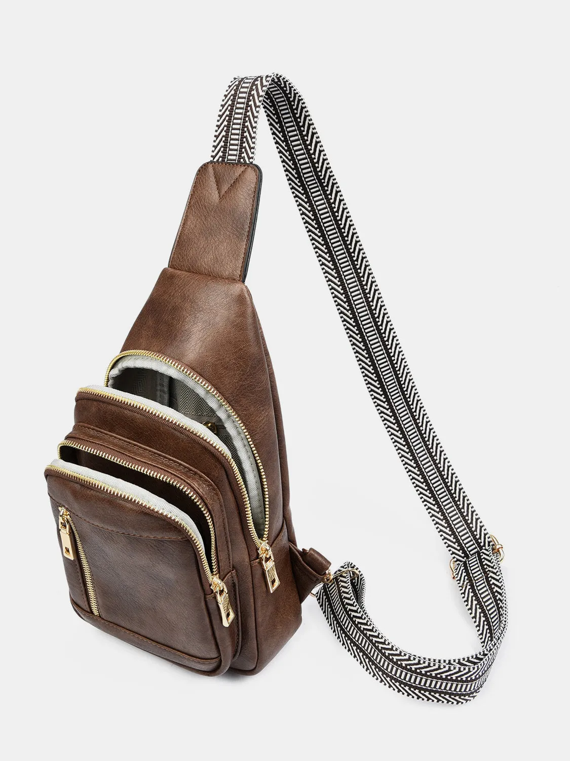 Leather Adjustable Strap Crossbody Bag