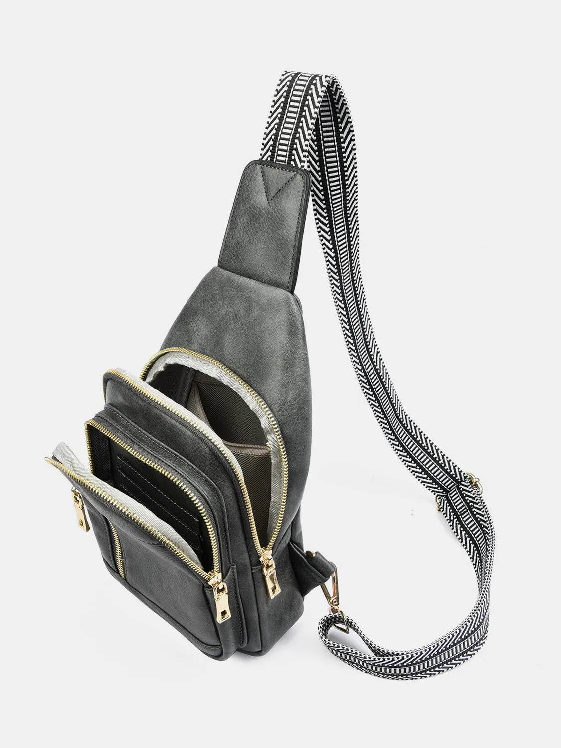 Leather Adjustable Strap Crossbody Bag