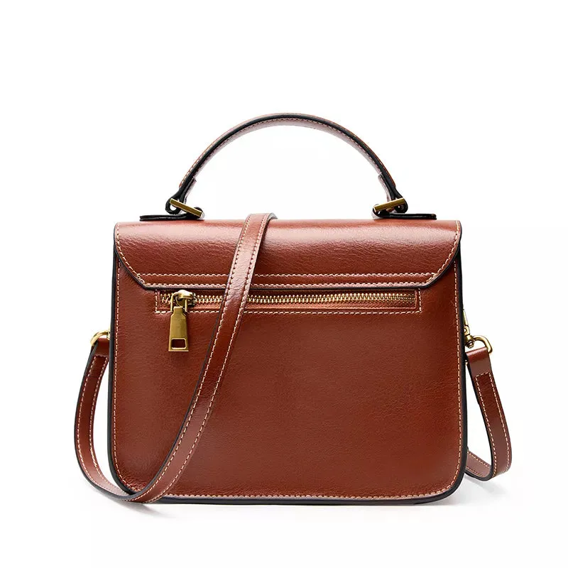 Leather Satchel Top Handle Bag - Compact