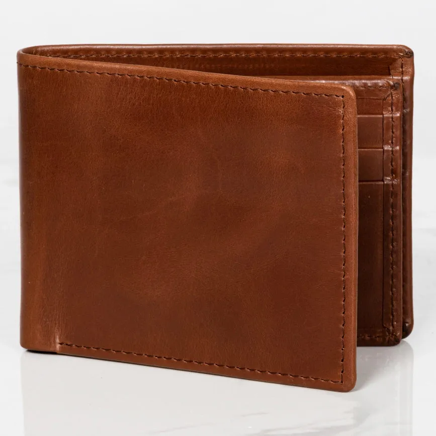 Leather Wallet For Men - Full Grain Leather 9 Card Bifold Serena Brown