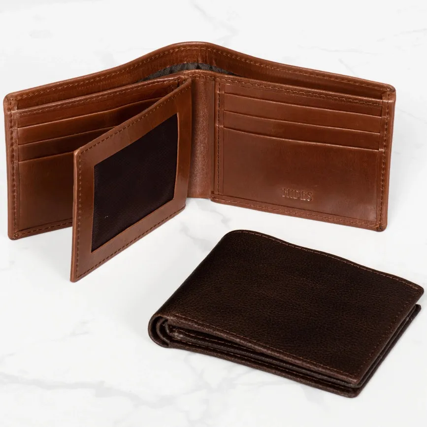 Leather Wallet For Men - Full Grain Leather 9 Card Bifold Serena Brown