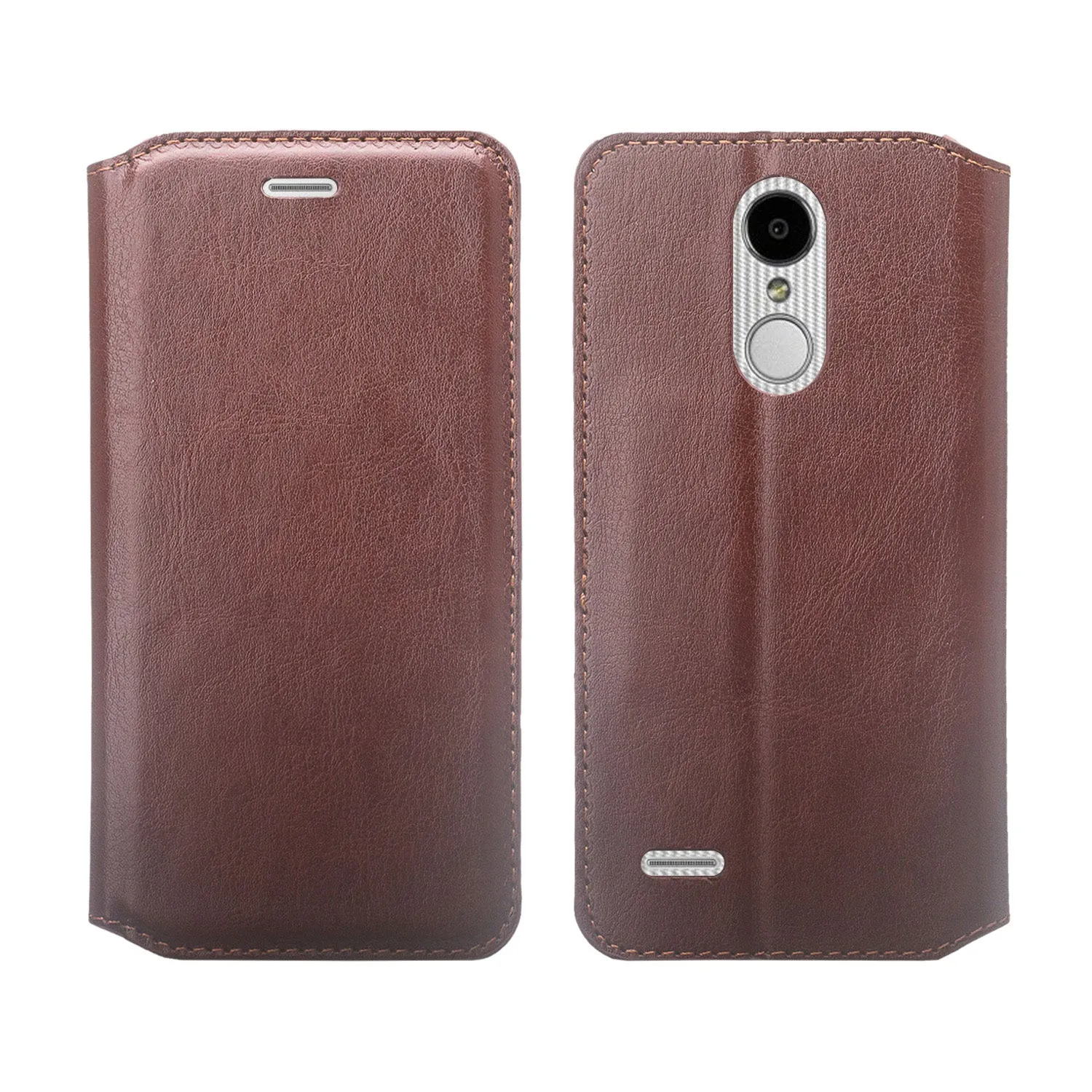 LG Aristo 2 Plus Case, Aristo 2, LG Tribute Dynasty, Rebel 3, Zone 4, Slim Flip Folio [Kickstand] Pu Leather Wallet Cover with Card Slots & Pocket - Brown