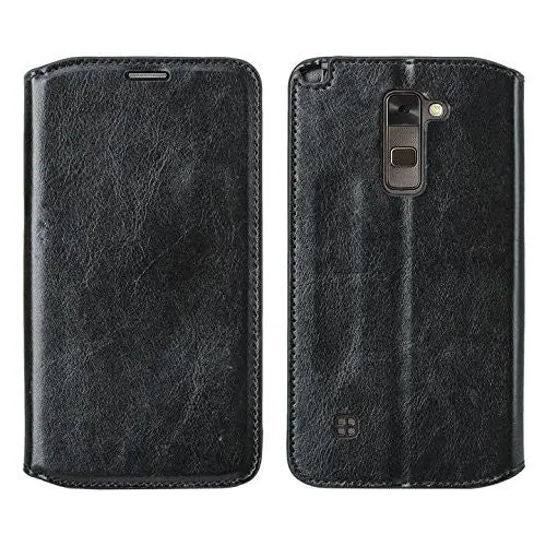 LG K10 / LG Premier LTE Case, Pu Leather Wallet [Kickstand] Case with ID & Credit Card Slots - Black