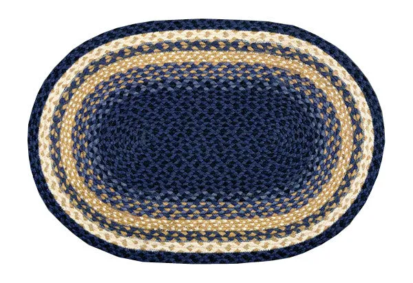 Light & Dark Blue/Mustard Braided Rug In Different Shapes And Sizes